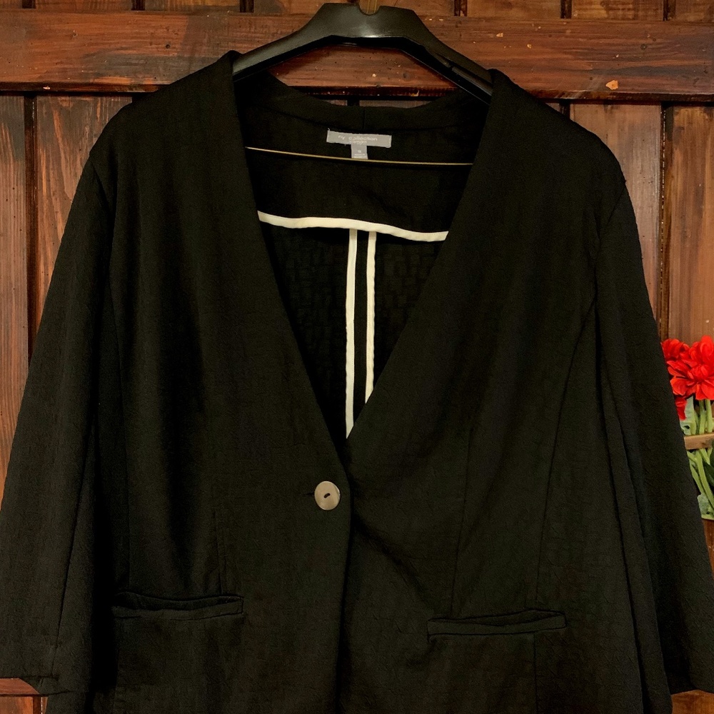New Trendy Plus Size One-Button Blazer